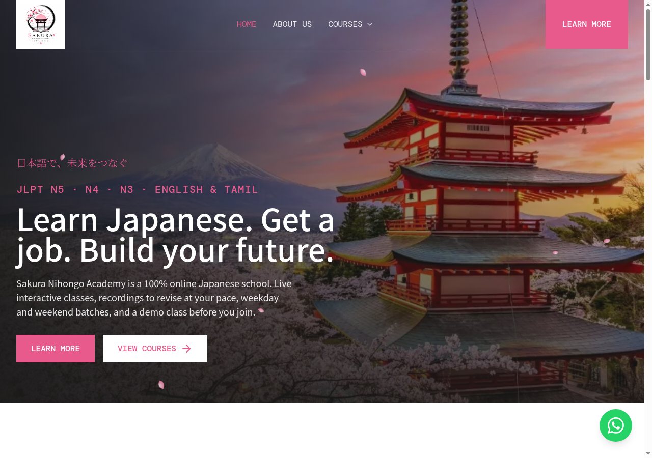 Sakura Nihongo Academy homepage — Learn Japanese. Get a job. Build your future.